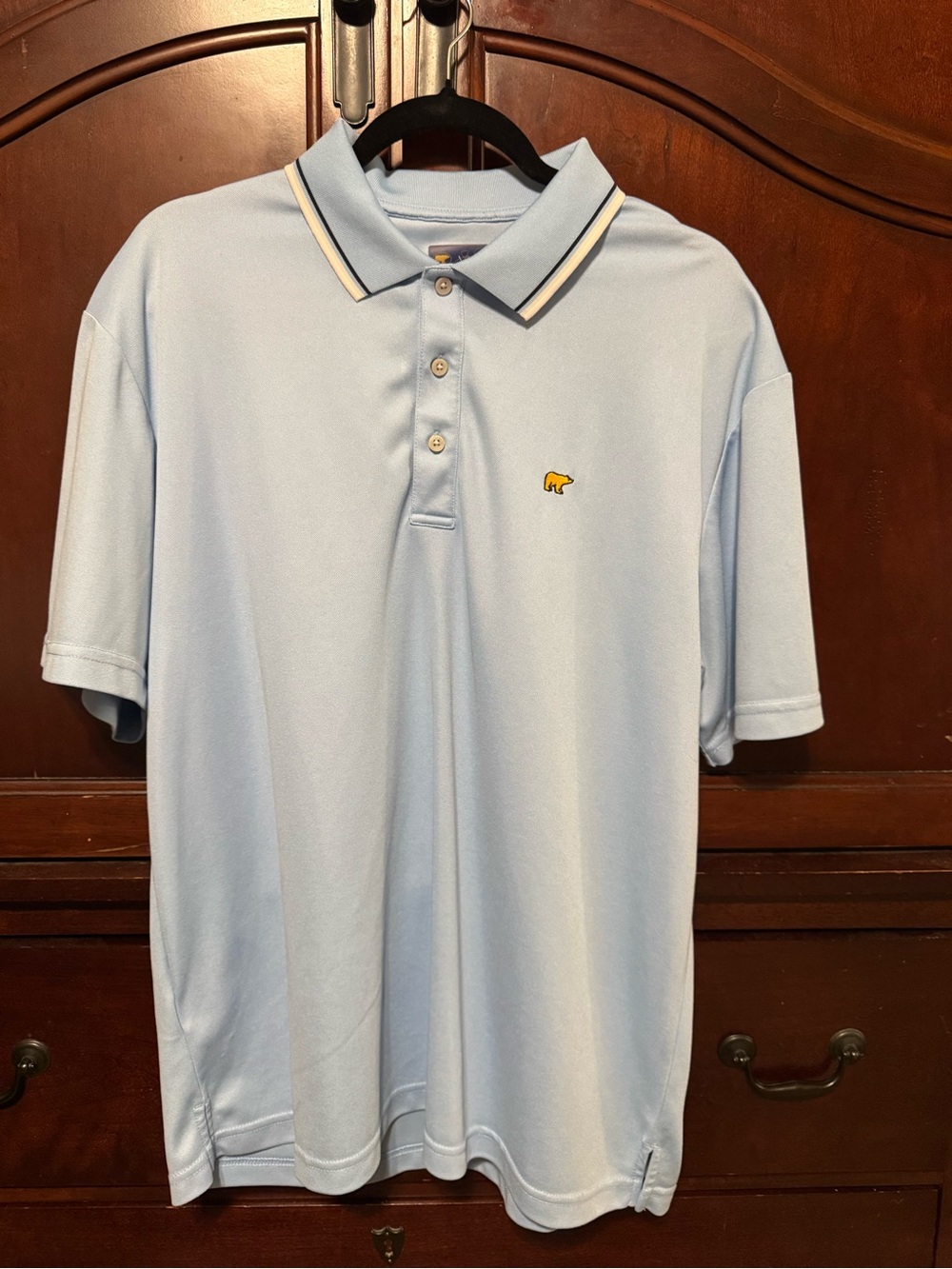 Light Blue Polo Shirt with Contrast Collar Trim